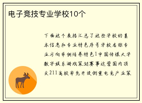 电子竞技专业学校10个